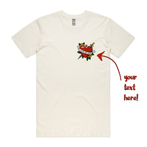 Custom Heart Tattoo Tee by Lonely Kids Club. All clothing from our T-shirts to our shorts and hoodies are ethically made, and printed packed and shipped from Sydney.