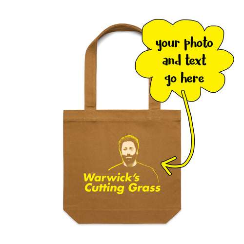 Custom Cutting Grass Tote by Lonely Kids Club. All clothing from our T-shirts to our shorts and hoodies are ethically made, and printed packed and shipped from Sydney.