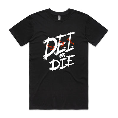 D.E.I. Or Die Tee by Lonely Kids Club. All clothing from our T-shirts to our shorts and hoodies are ethically made, and printed packed and shipped from Sydney.