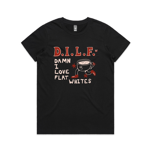 DILF Tee by Lonely Kids Club. All clothing from our T-shirts to our shorts and hoodies are ethically made, and printed packed and shipped from Sydney.