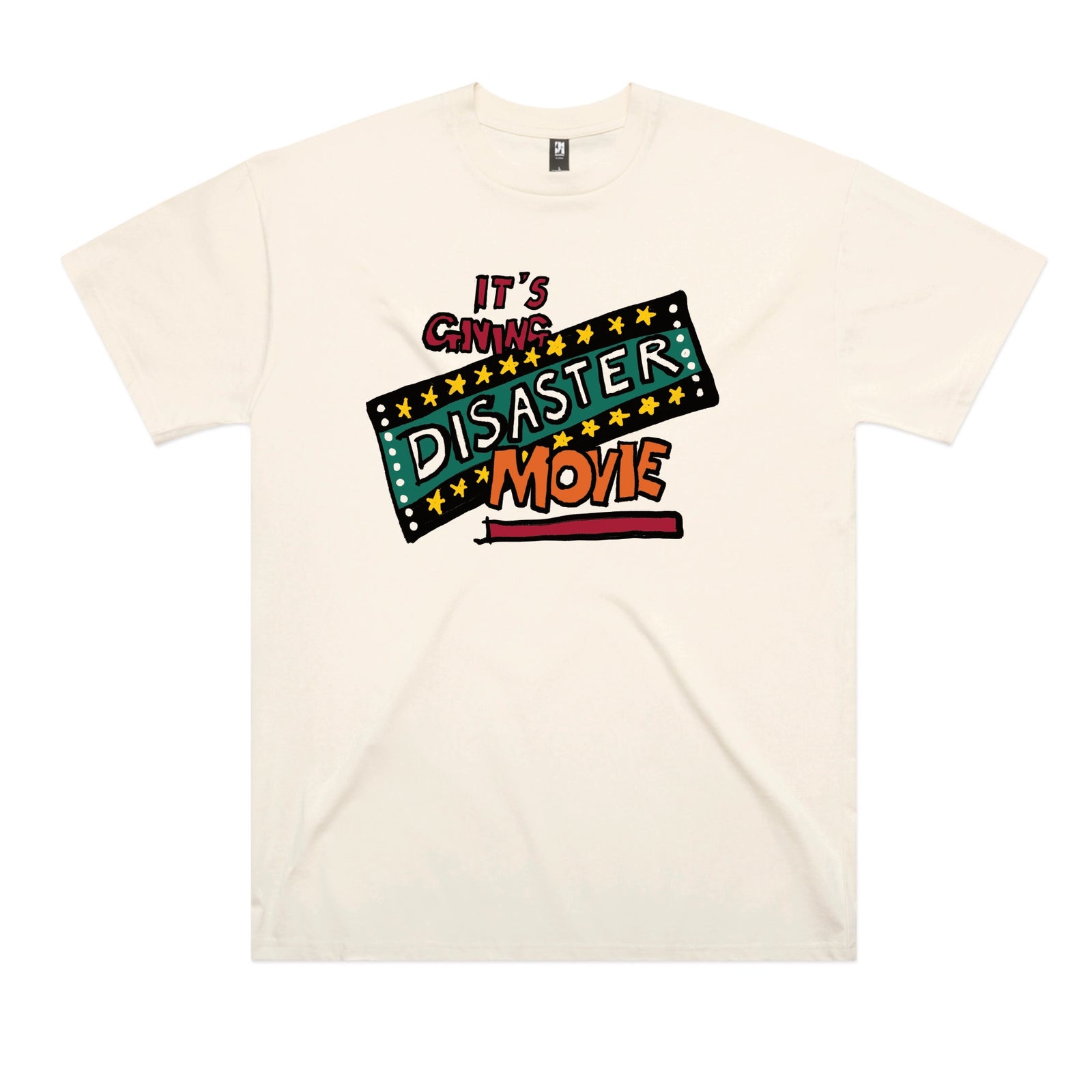 Ecru oversized t-shirt with Disaster Movie graphic by Lonely Kids Club