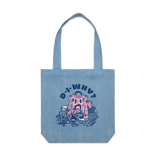 DIWhy Tote by Lonely Kids Club. All clothing from our T-shirts to our shorts and hoodies are ethically made, and printed packed and shipped from Sydney.