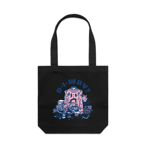 DIWhy Tote by Lonely Kids Club. All clothing from our T-shirts to our shorts and hoodies are ethically made, and printed packed and shipped from Sydney.