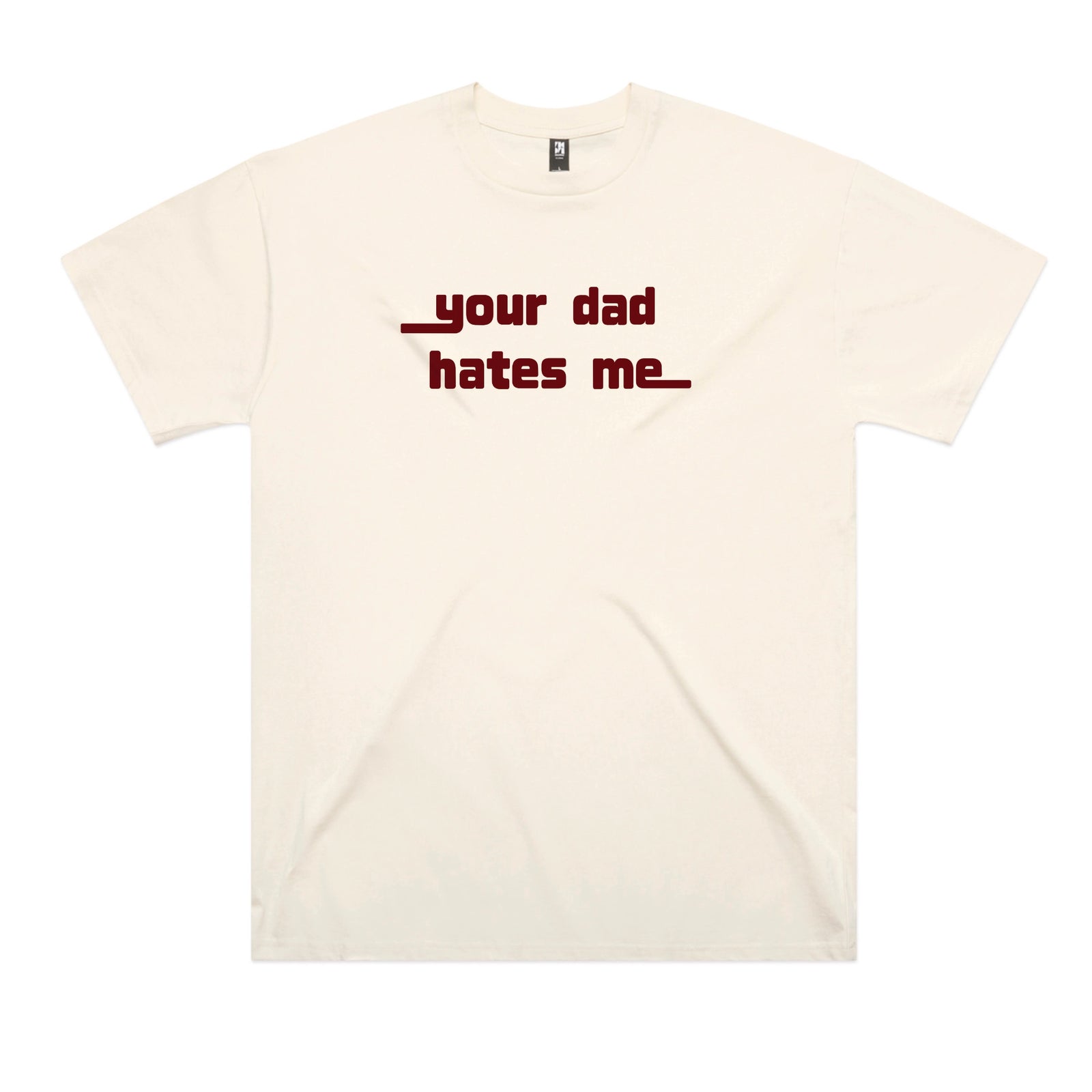 Ecru oversized t-shirt with Your Dad Hates Me graphic by Lonely Kids Club