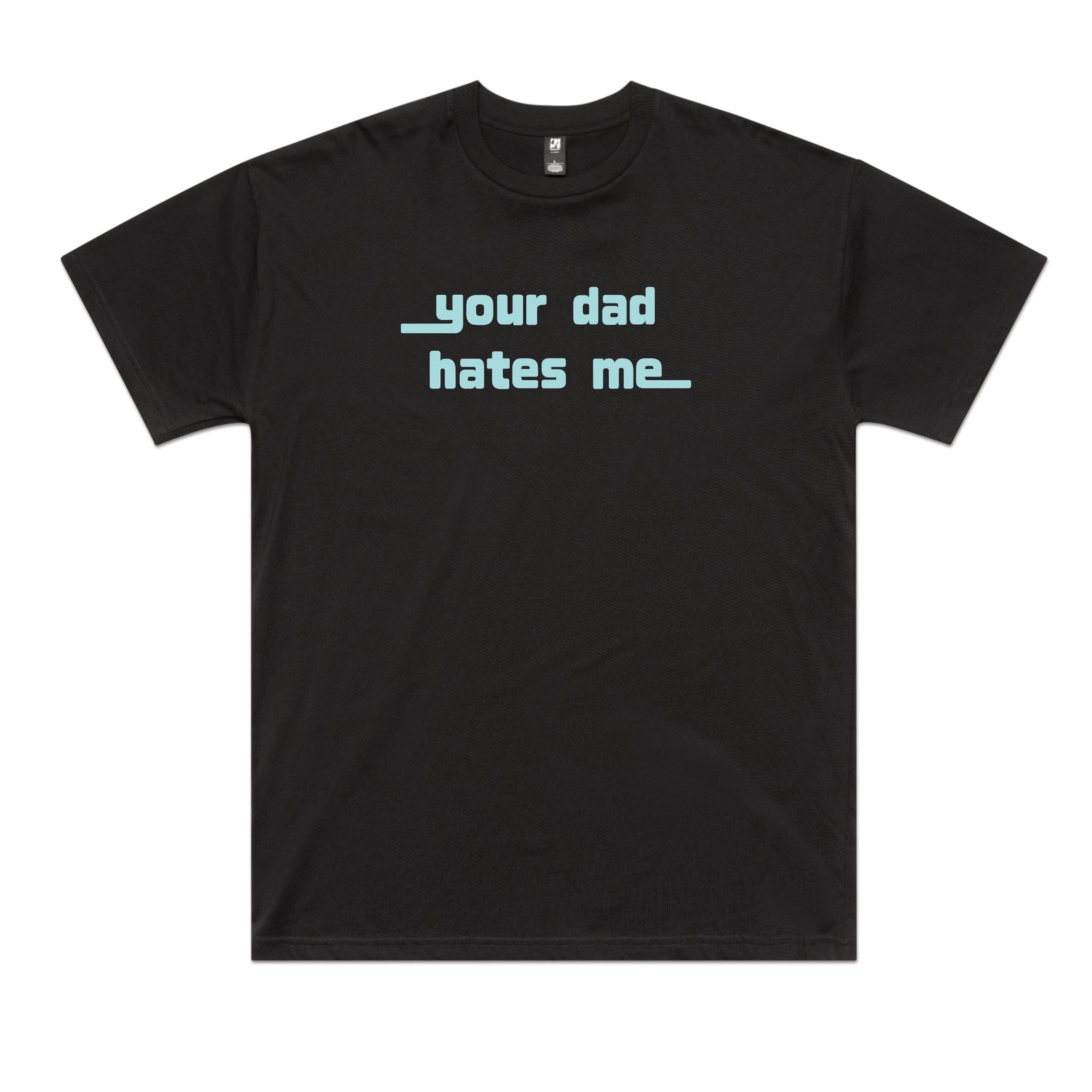 Black oversized t-shirt with Your Dad Hates Me graphic by Lonely Kids Club