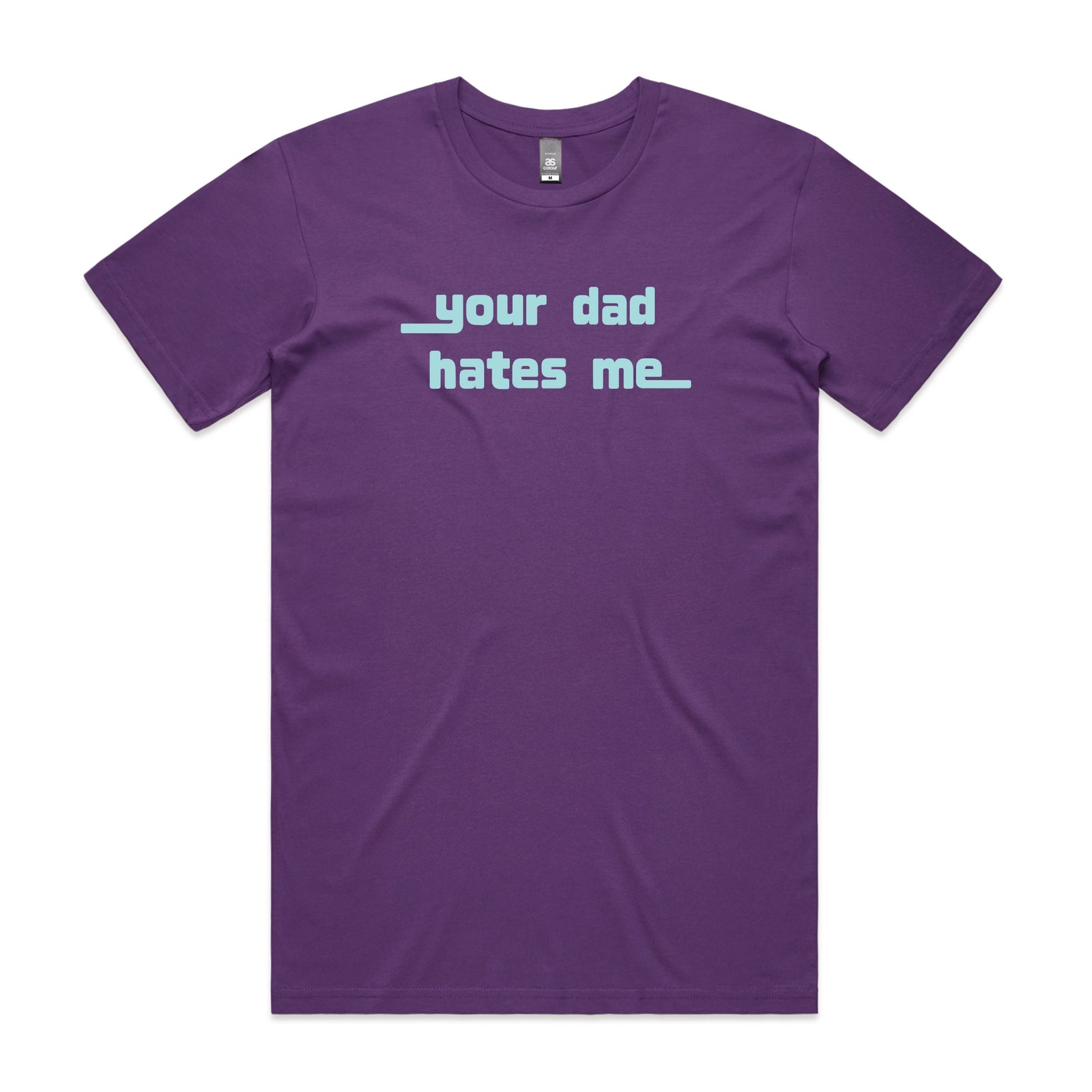 Purple unisex t-shirt with Your Dad Hates Me graphic by Lonely Kids Club