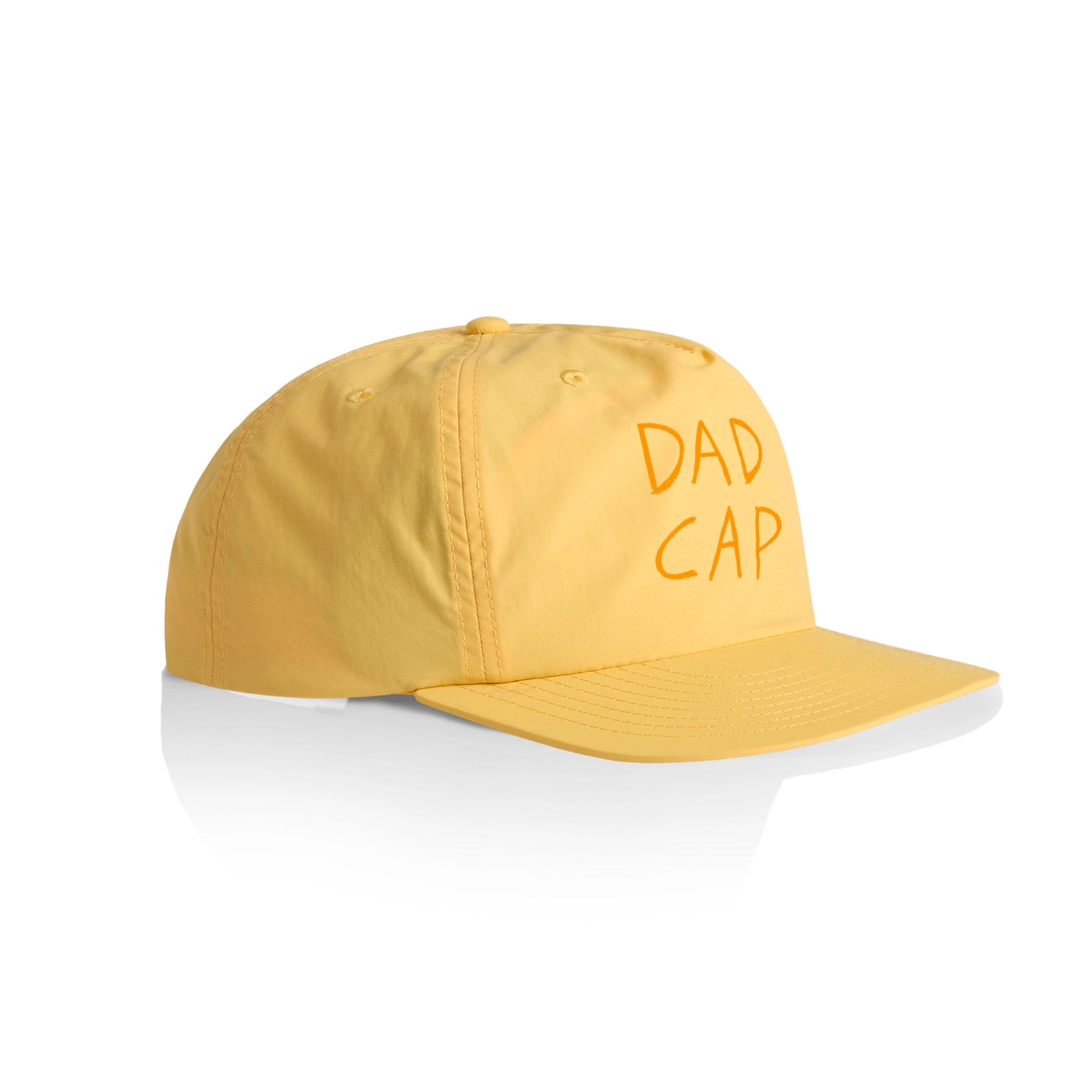 Yellow active cap with Dad Cap graphic by Lonely Kids Club