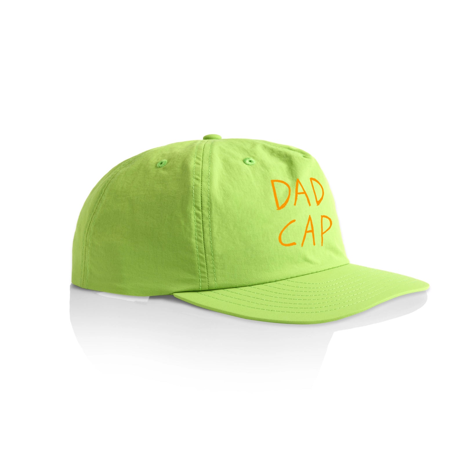 Lime active cap with Dad Cap graphic by Lonely Kids Club