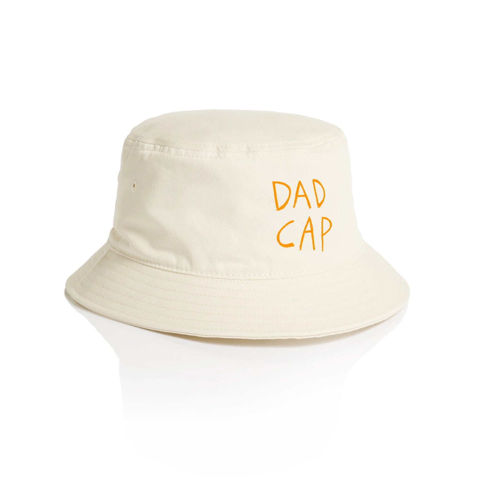 Ecru bucket hat with Dad Cap graphic by Lonely Kids Club