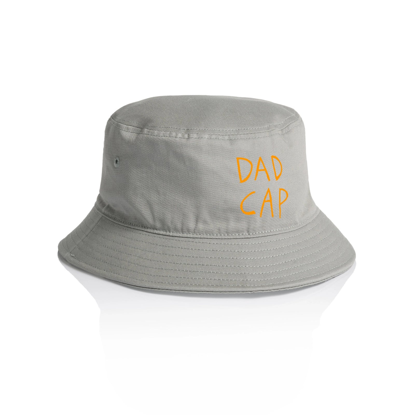 Grey bucket hat with Dad Cap graphic by Lonely Kids Club