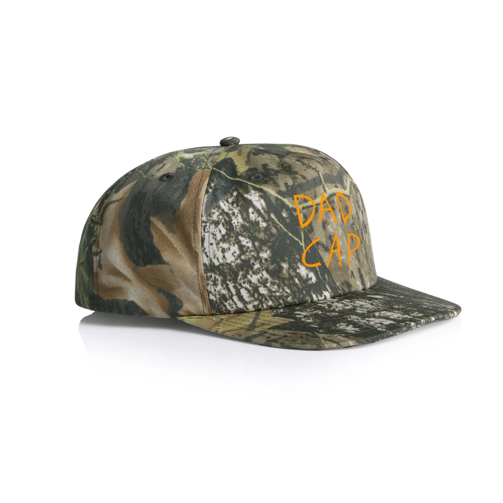 Camouflage active cap with Dad Cap graphic by Lonely Kids Club