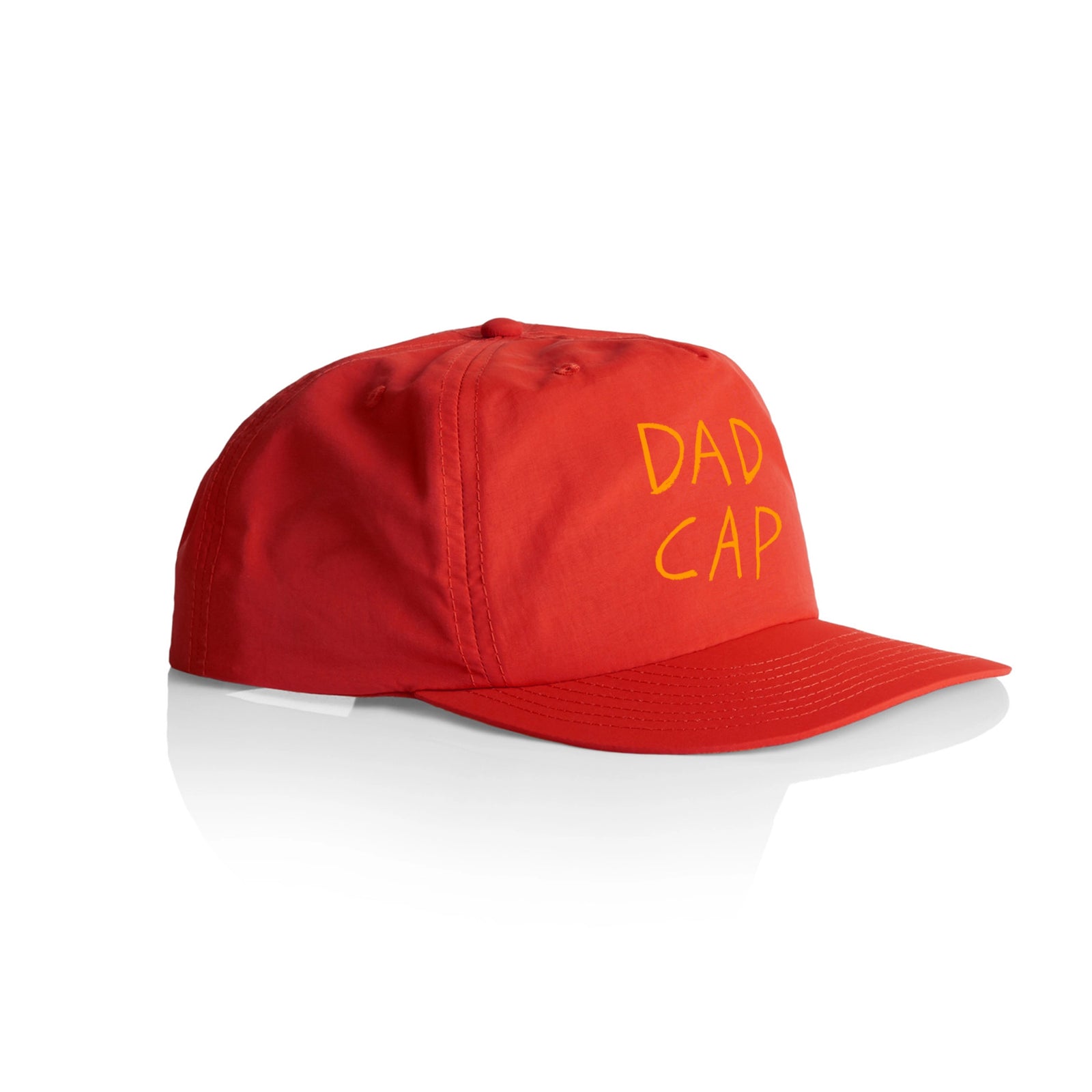 Red active cap with Dad Cap graphic by Lonely Kids Club