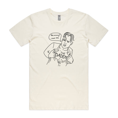 Brendan Fraser Daddy Tee by Lonely Kids Club. All clothing from our T-shirts to our shorts and hoodies are ethically made, and printed packed and shipped from Sydney.