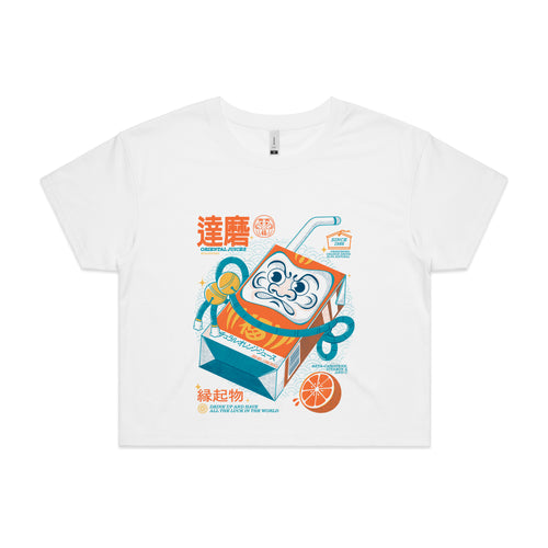 Daruma Juice Box Tee by Lonely Kids Club. All clothing from our T-shirts to our shorts and hoodies are ethically made, and printed packed and shipped from Sydney.