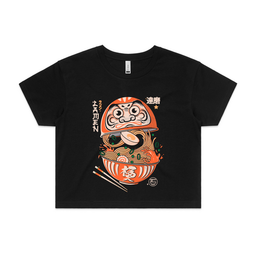 Daruma Ramen Tee by Lonely Kids Club. All clothing from our T-shirts to our shorts and hoodies are ethically made, and printed packed and shipped from Sydney.