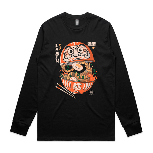 Daruma Ramen Tee by Lonely Kids Club. All clothing from our T-shirts to our shorts and hoodies are ethically made, and printed packed and shipped from Sydney.