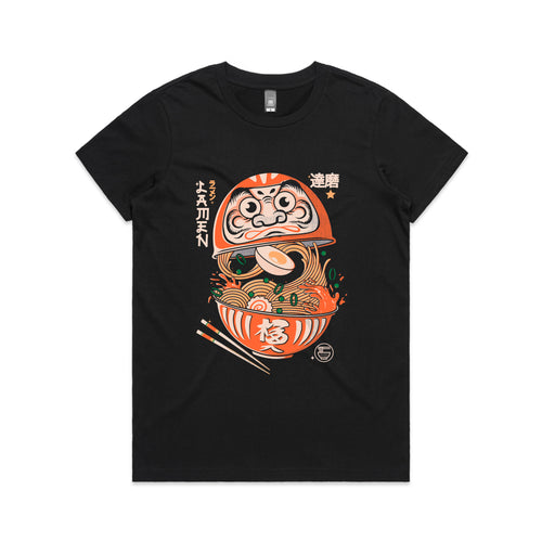 Daruma Ramen Tee by Lonely Kids Club. All clothing from our T-shirts to our shorts and hoodies are ethically made, and printed packed and shipped from Sydney.