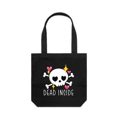 Dead Inside Tote by Lonely Kids Club. All clothing from our T-shirts to our shorts and hoodies are ethically made, and printed packed and shipped from Sydney.