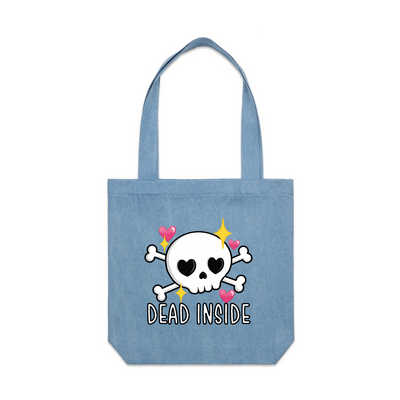 Dead Inside Tote by Lonely Kids Club. All clothing from our T-shirts to our shorts and hoodies are ethically made, and printed packed and shipped from Sydney.