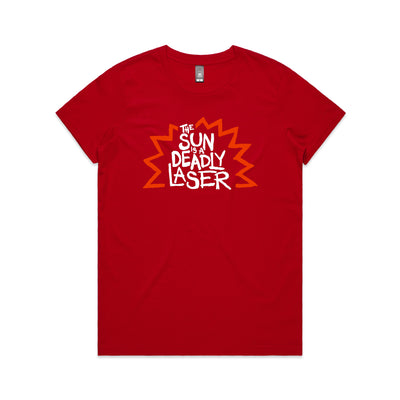 Deadly Laser Tee by Lonely Kids Club. All clothing from our T-shirts to our shorts and hoodies are ethically made, and printed packed and shipped from Sydney.