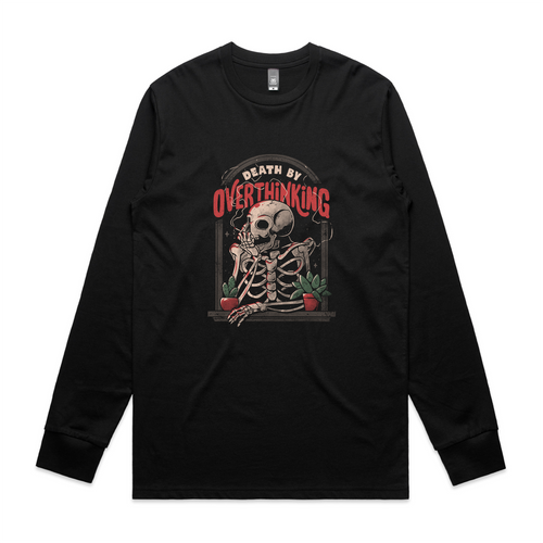 Death By Overthinking Tee by Lonely Kids Club. All clothing from our T-shirts to our shorts and hoodies are ethically made, and printed packed and shipped from Sydney.