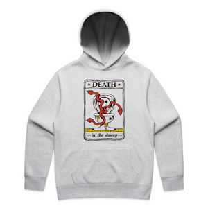 Death Tarot Hoodie by Lonely Kids Club. All clothing from our T-shirts to our shorts and hoodies are ethically made, and printed packed and shipped from Sydney.