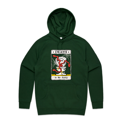 Death Tarot Hoodie by Lonely Kids Club. All clothing from our T-shirts to our shorts and hoodies are ethically made, and printed packed and shipped from Sydney.