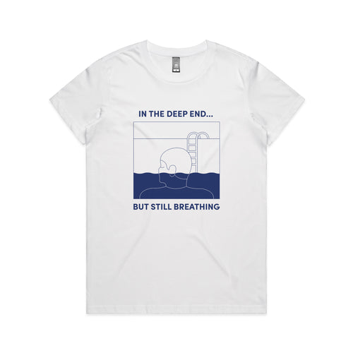 In The Deep End Tee by Lonely Kids Club. All clothing from our T-shirts to our shorts and hoodies are ethically made, and printed packed and shipped from Sydney.