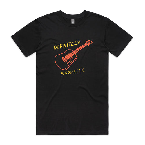 Definitely Acoustic Tee by Lonely Kids Club. All clothing from our T-shirts to our shorts and hoodies are ethically made, and printed packed and shipped from Sydney.
