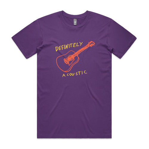 Definitely Acoustic Tee by Lonely Kids Club. All clothing from our T-shirts to our shorts and hoodies are ethically made, and printed packed and shipped from Sydney.