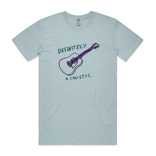 Definitely Acoustic Tee by Lonely Kids Club. All clothing from our T-shirts to our shorts and hoodies are ethically made, and printed packed and shipped from Sydney.