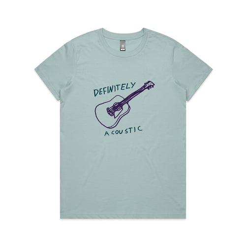 Definitely Acoustic Tee by Lonely Kids Club. All clothing from our T-shirts to our shorts and hoodies are ethically made, and printed packed and shipped from Sydney.