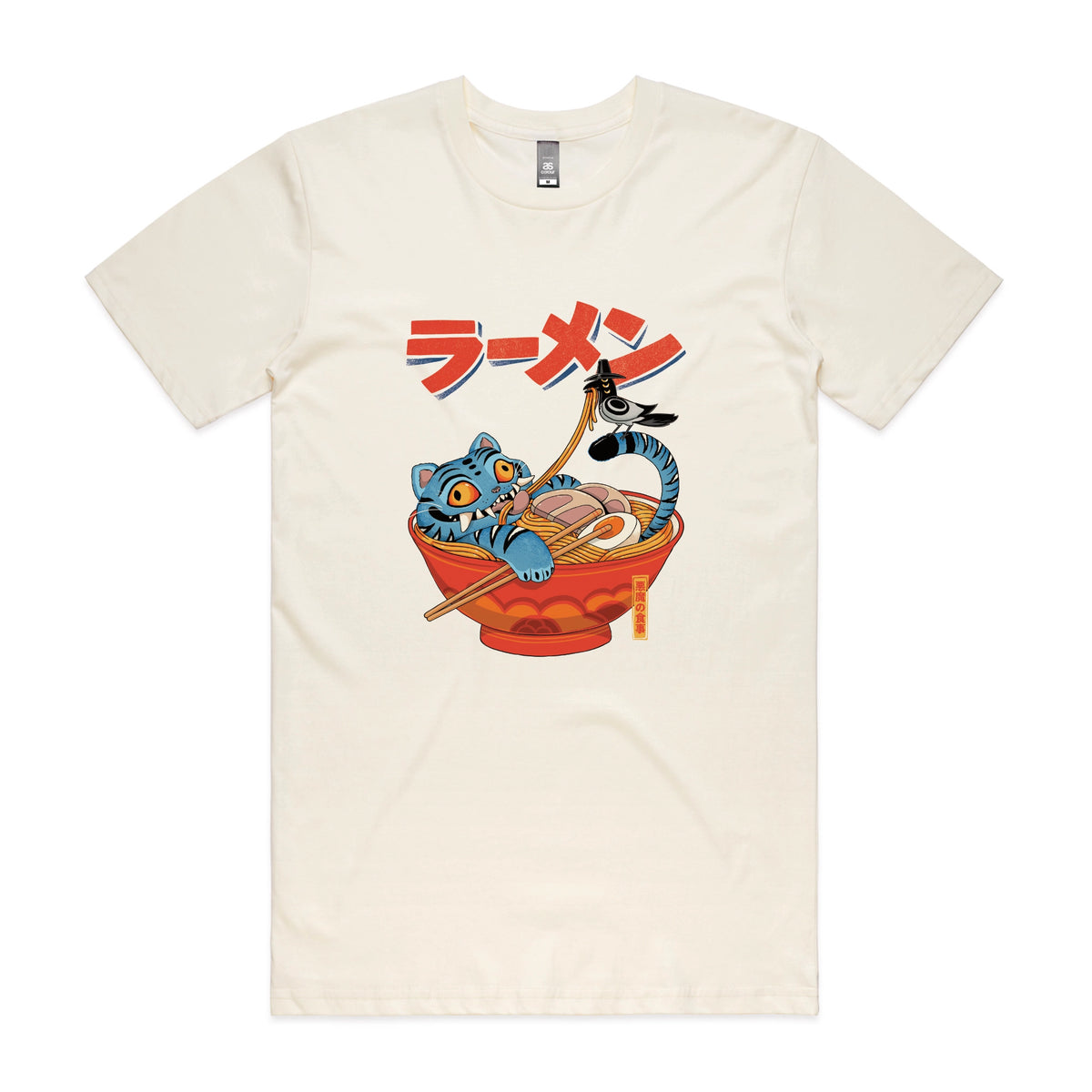 Ecru unisex t-shirt with Derpy Ramen graphic by Lonely Kids Club