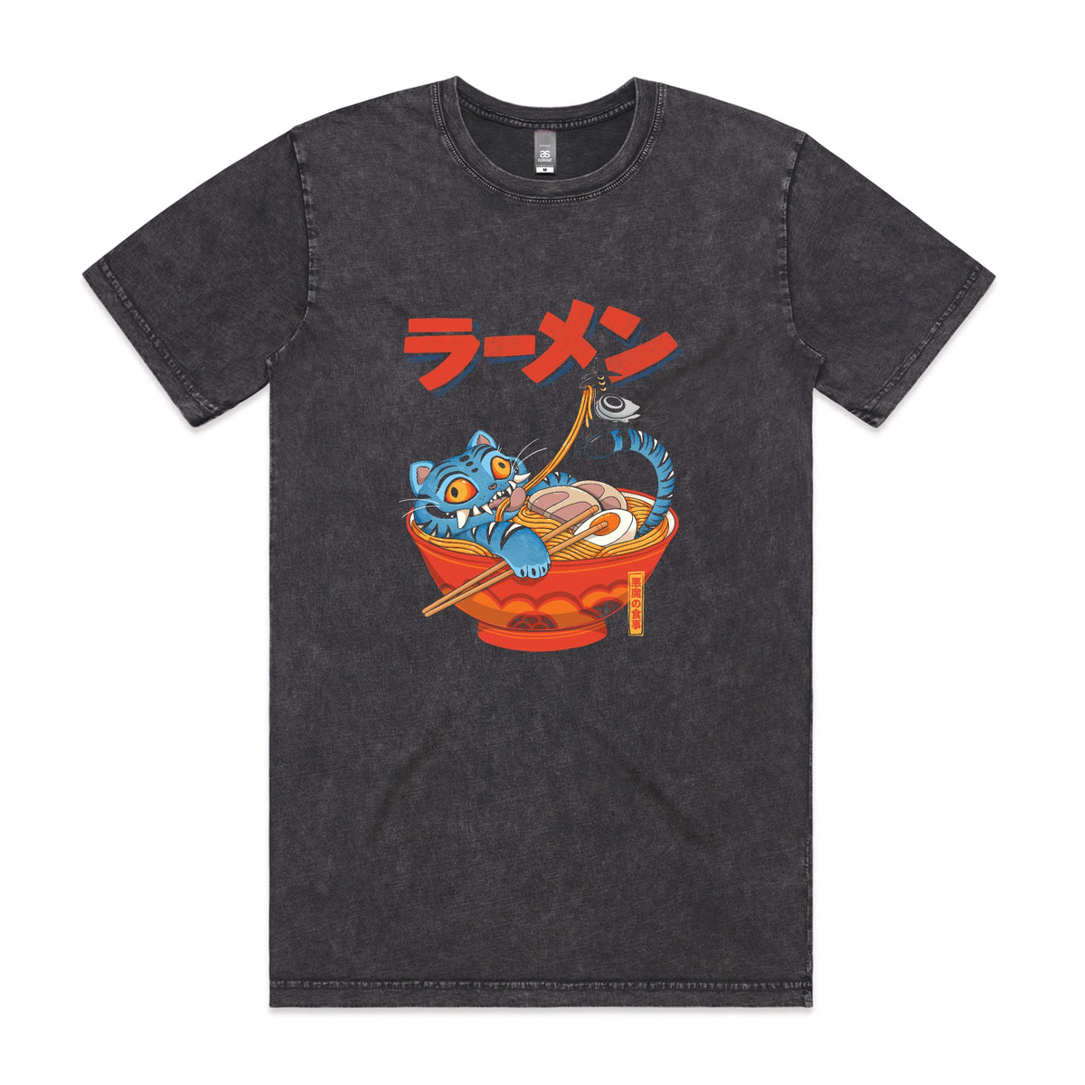 Acid Wash unisex t-shirt with Derpy Ramen graphic by Lonely Kids Club
