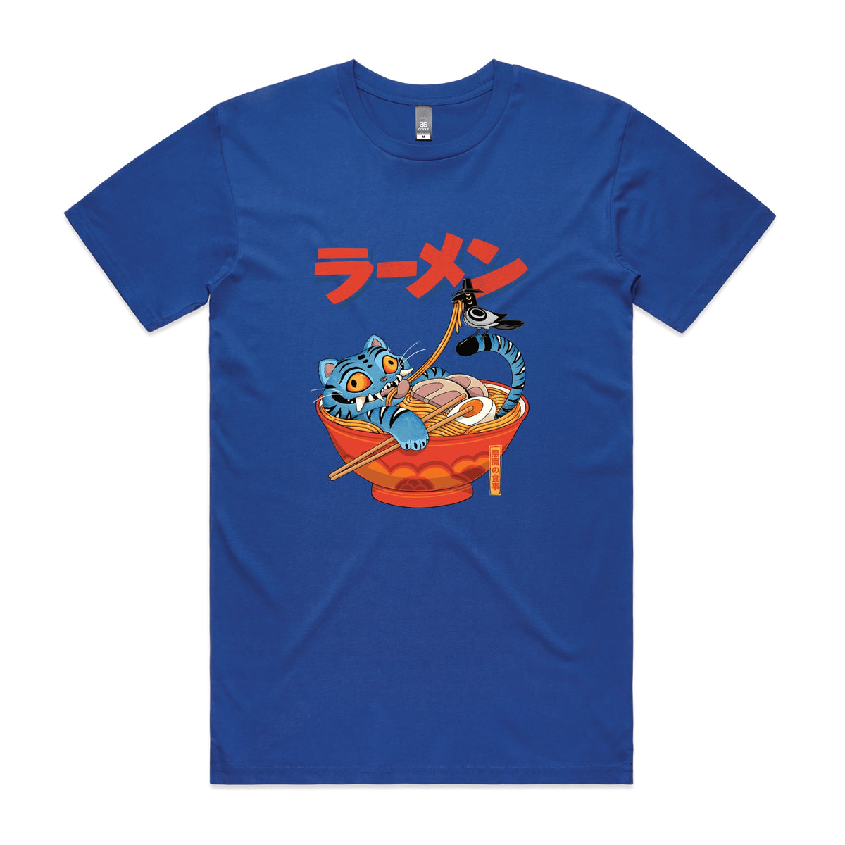 Royal Blue unisex t-shirt with Derpy Ramen graphic by Lonely Kids Club