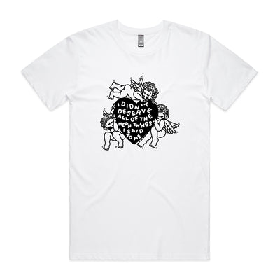 Deserve Tee by Lonely Kids Club. All clothing from our T-shirts to our shorts and hoodies are ethically made, and printed packed and shipped from Sydney.