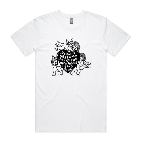Deserve Tee by Lonely Kids Club. All clothing from our T-shirts to our shorts and hoodies are ethically made, and printed packed and shipped from Sydney.