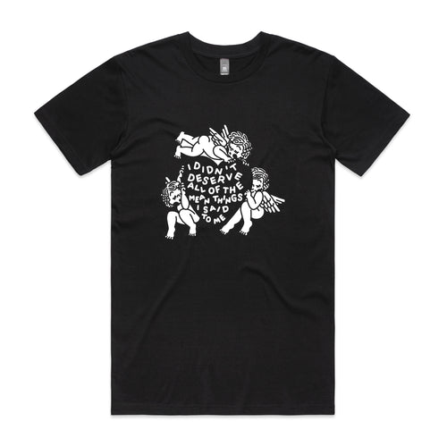 Deserve Tee by Lonely Kids Club. All clothing from our T-shirts to our shorts and hoodies are ethically made, and printed packed and shipped from Sydney.
