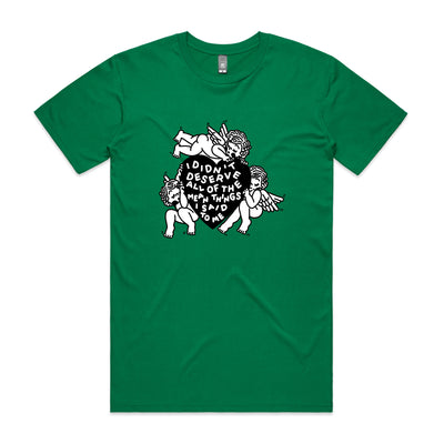 Deserve Tee by Lonely Kids Club. All clothing from our T-shirts to our shorts and hoodies are ethically made, and printed packed and shipped from Sydney.