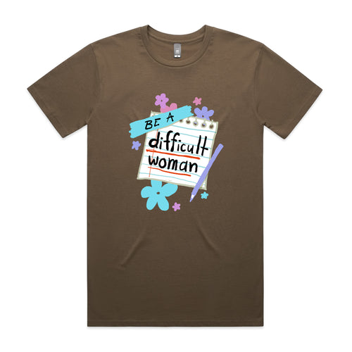 Difficult Woman Charity Tee by Lonely Kids Club. All clothing from our T-shirts to our shorts and hoodies are ethically made, and printed packed and shipped from Sydney.