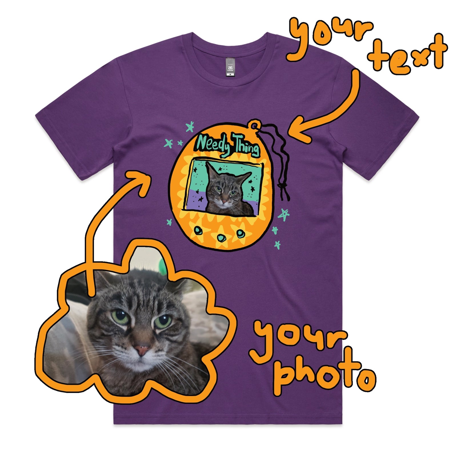 Purple unisex t-shirt with Custom Digipet graphic by Lonely Kids Club
