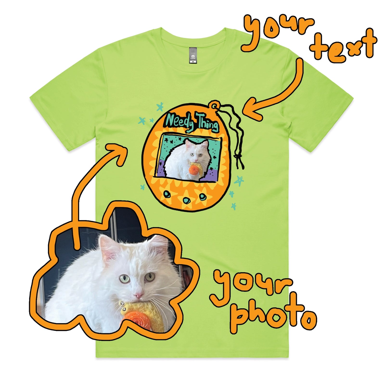Lime unisex t-shirt with Custom Digipet graphic by Lonely Kids Club