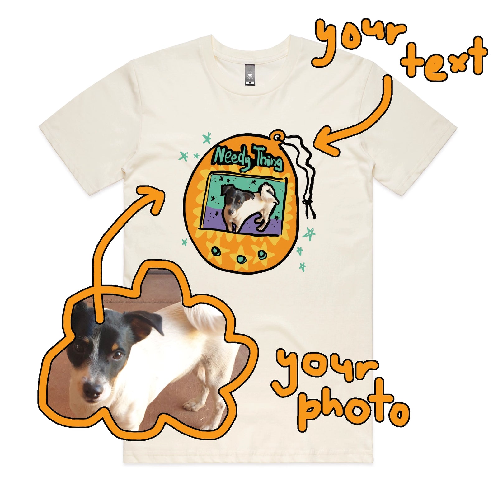 Ecru unisex t-shirt with Custom Digipet graphic by Lonely Kids Club