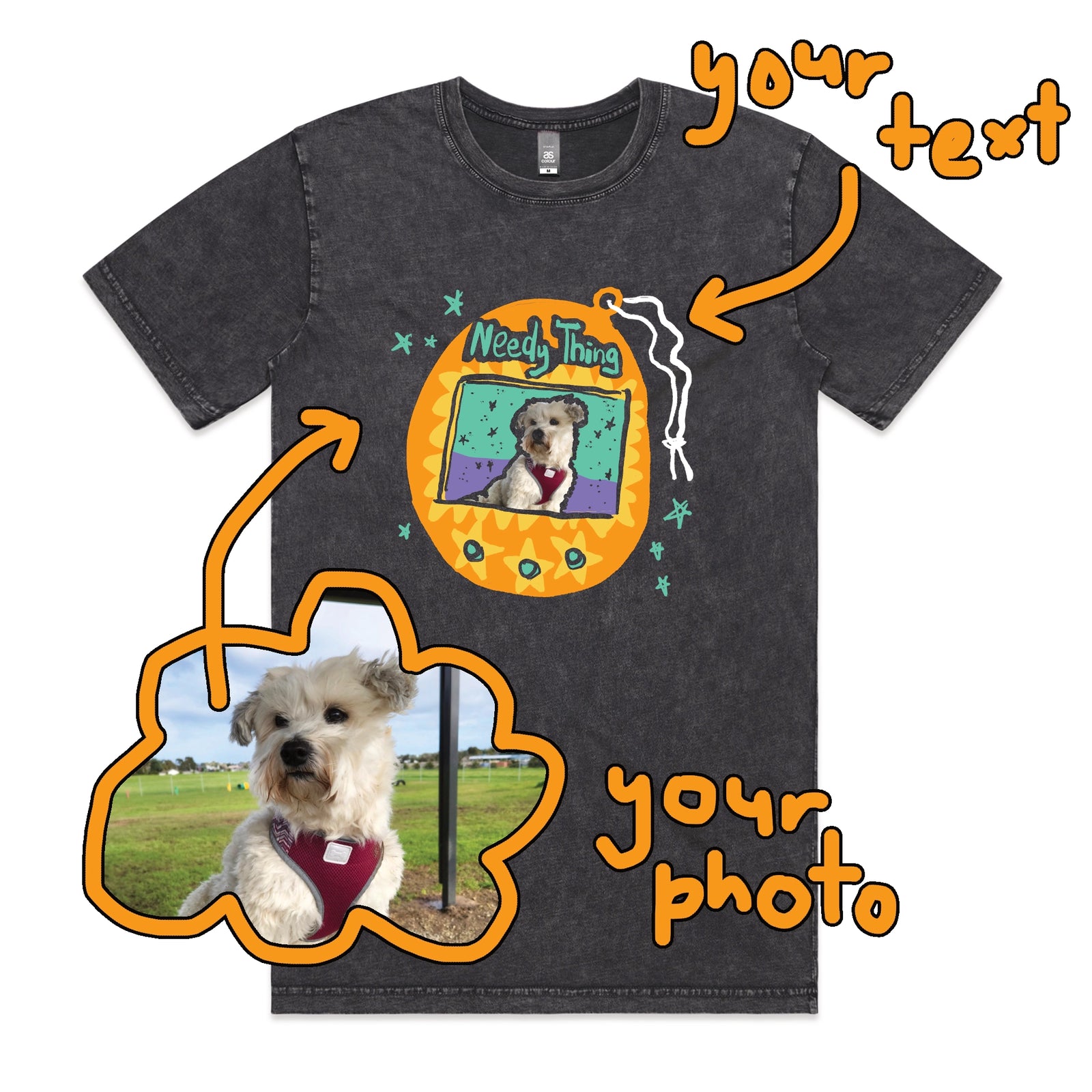 Acid Wash unisex t-shirt with Custom Digipet graphic by Lonely Kids Club