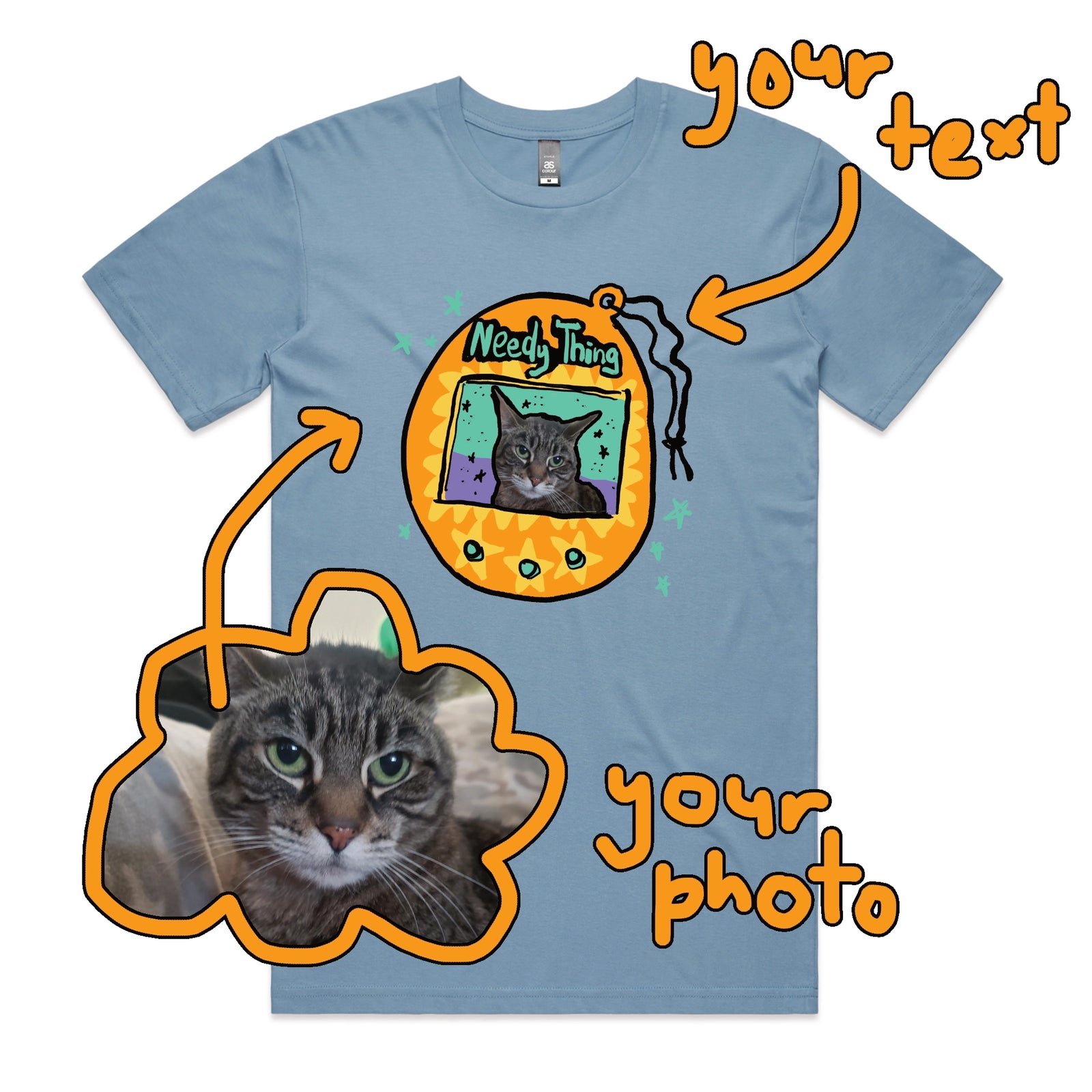 Carolina Blue unisex t-shirt with Custom Digipet graphic by Lonely Kids Club