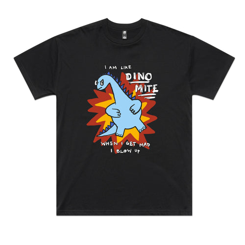 Dino Mite Tee by Lonely Kids Club. All clothing from our T-shirts to our shorts and hoodies are ethically made, and printed packed and shipped from Sydney.