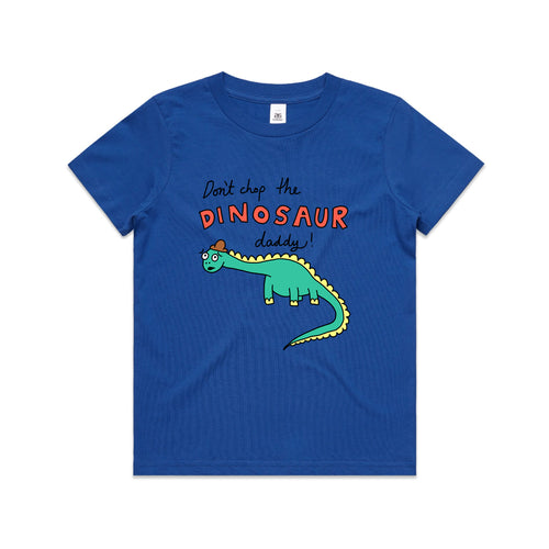 Don't Chop The Dinosaur Kids Tee by Lonely Kids Club. All clothing from our T-shirts to our shorts and hoodies are ethically made, and printed packed and shipped from Sydney.