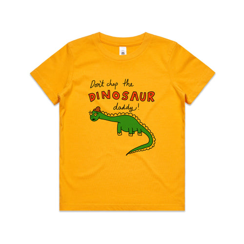 Don't Chop The Dinosaur Kids Tee by Lonely Kids Club. All clothing from our T-shirts to our shorts and hoodies are ethically made, and printed packed and shipped from Sydney.