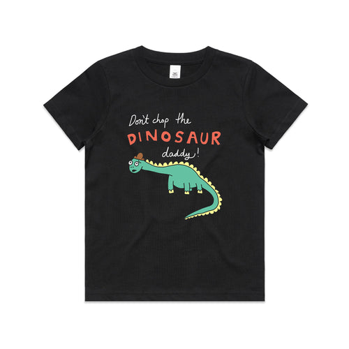 Don't Chop The Dinosaur Kids Tee by Lonely Kids Club. All clothing from our T-shirts to our shorts and hoodies are ethically made, and printed packed and shipped from Sydney.