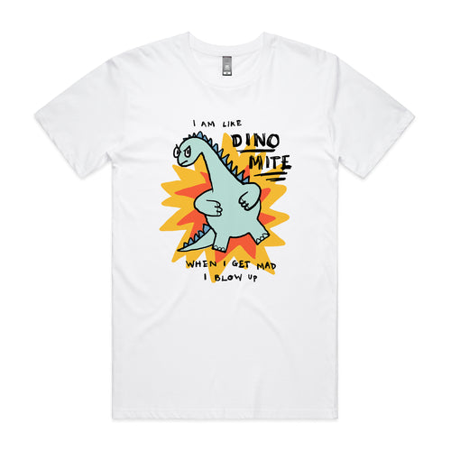 Dino Mite Tee by Lonely Kids Club. All clothing from our T-shirts to our shorts and hoodies are ethically made, and printed packed and shipped from Sydney.